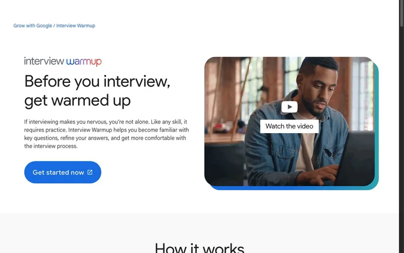 Screenshot of Interview Warmup by Google