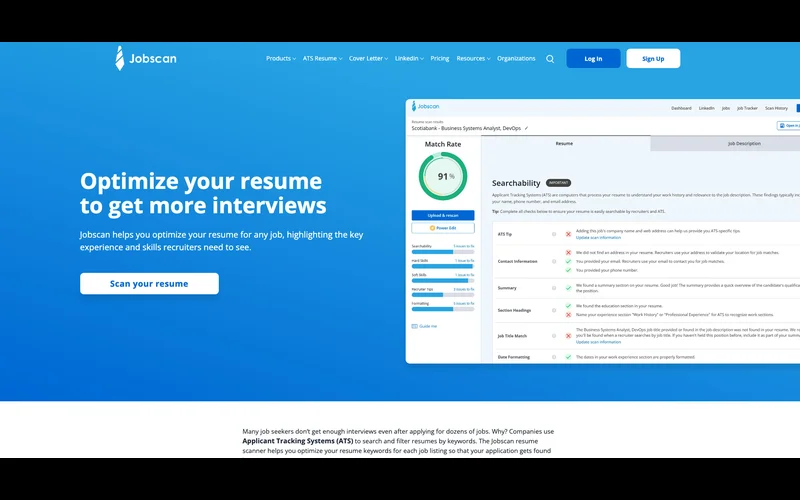Screenshot of Jobscan